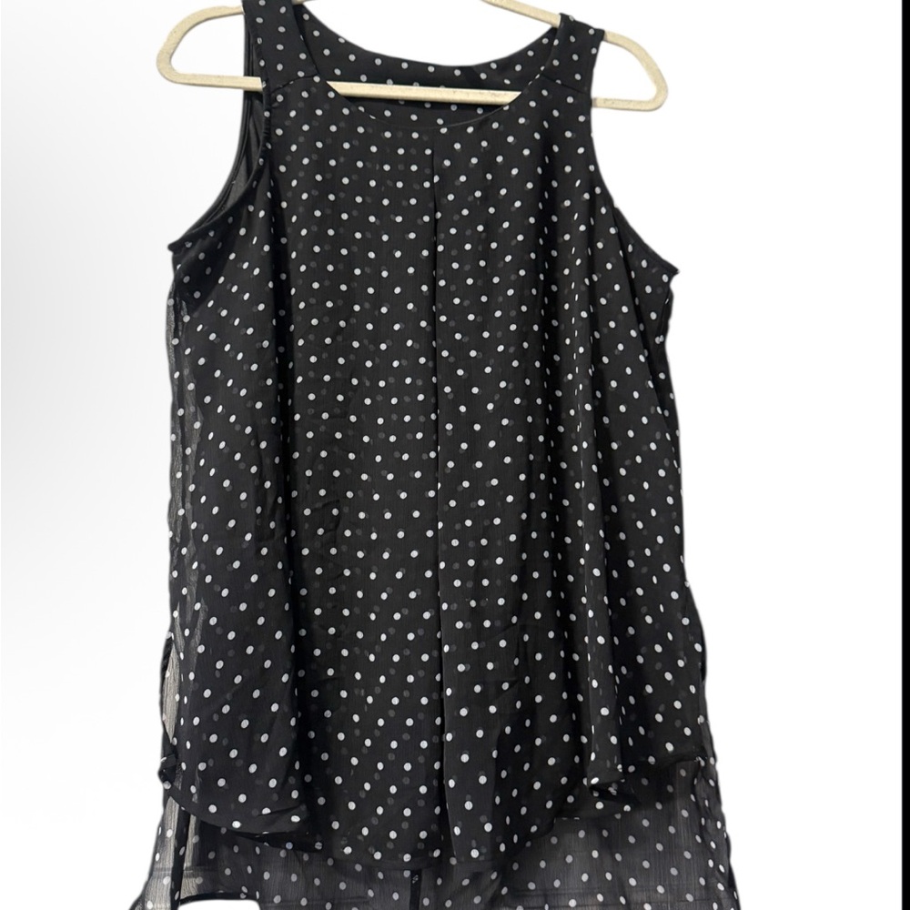Black Polka Dot Sleeveless Blouse M